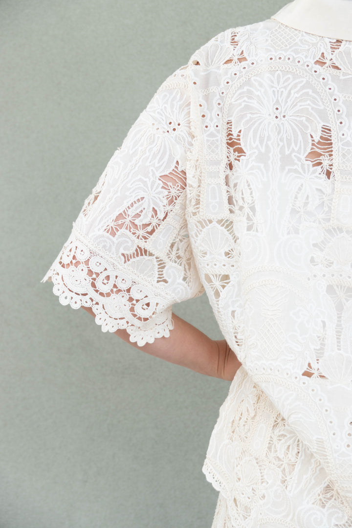 Nellie Button Down Top - Cream