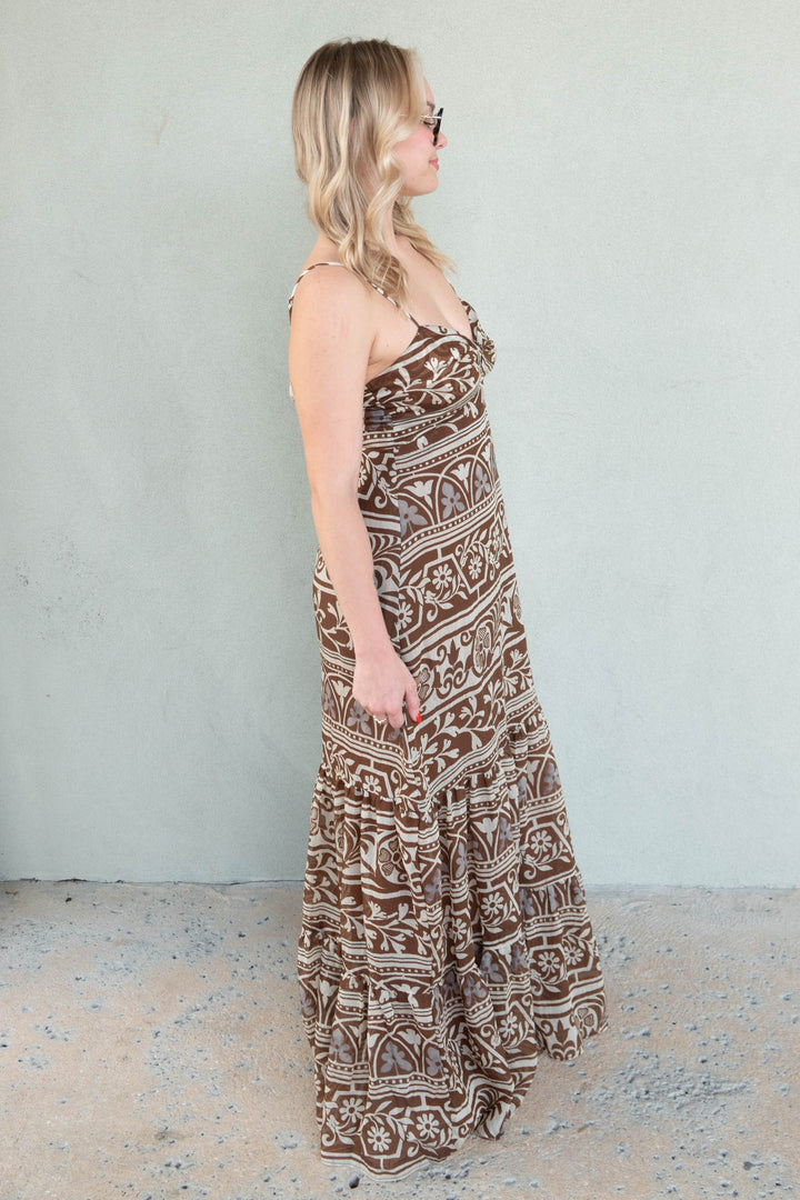 Fiona Maxi Dress - Brown/Cream