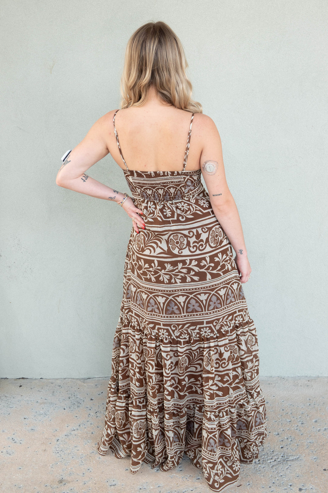 Fiona Maxi Dress - Brown/Cream