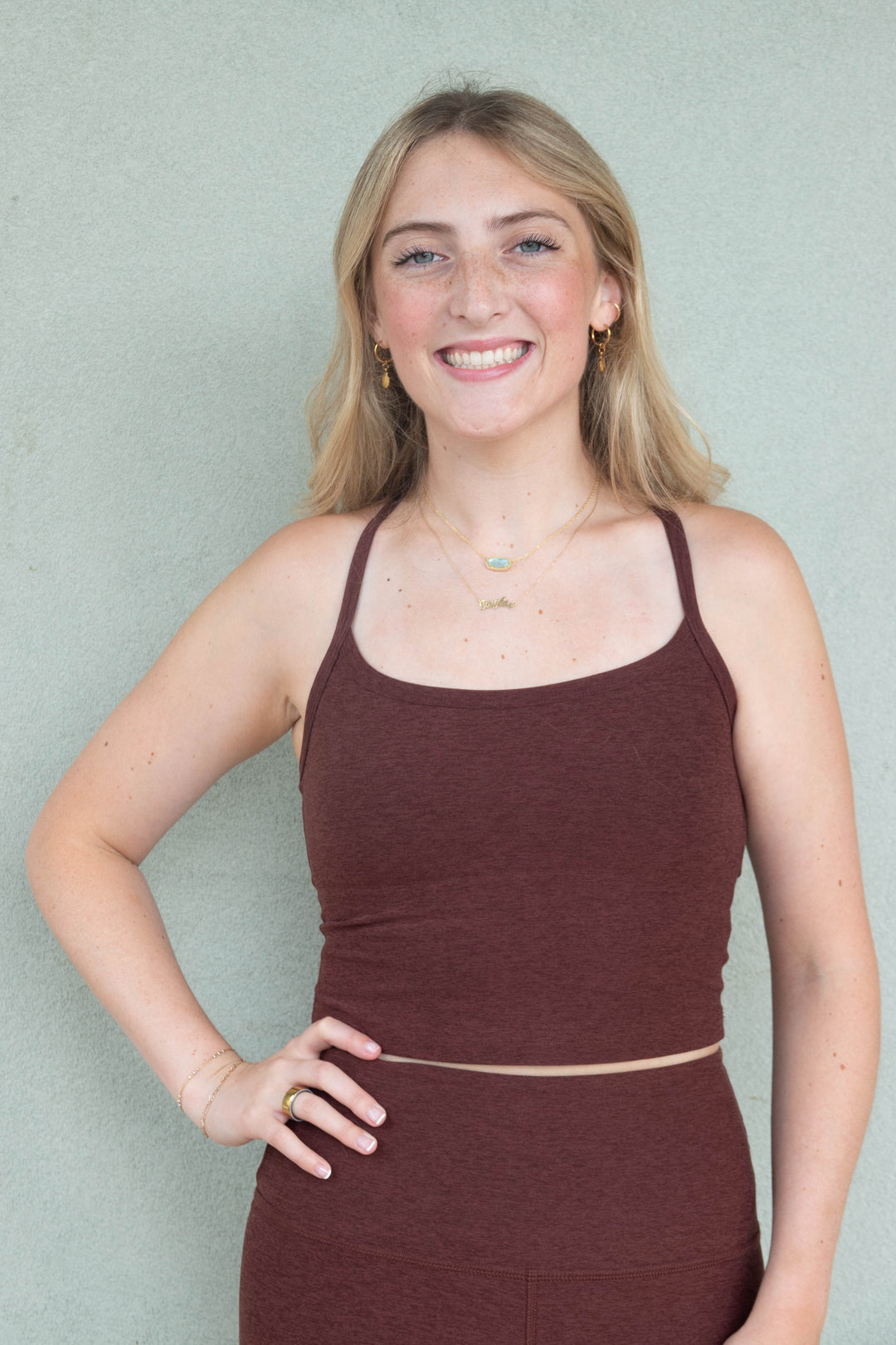 Spacedye Slim Racerback Cropped Tank - Iced Mocha Heather