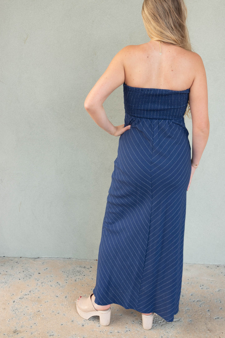 Tube Maxi Dress - Navy Stripe