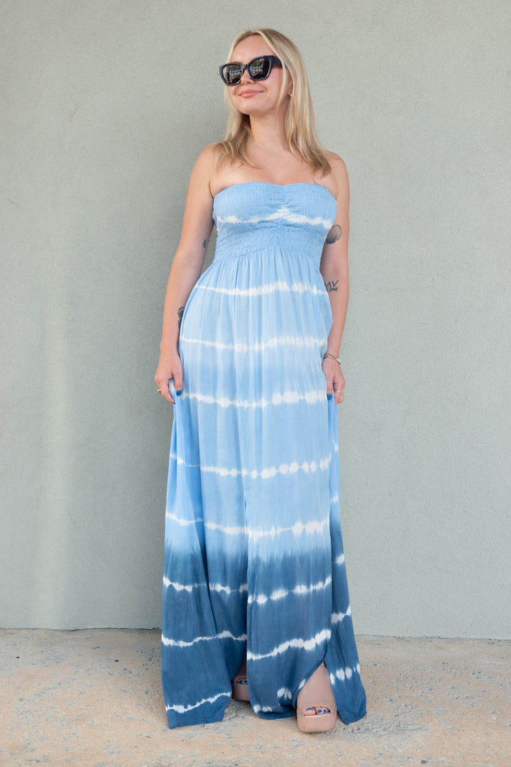 Emilia Maxi Dress - Blue Ombre Stripe