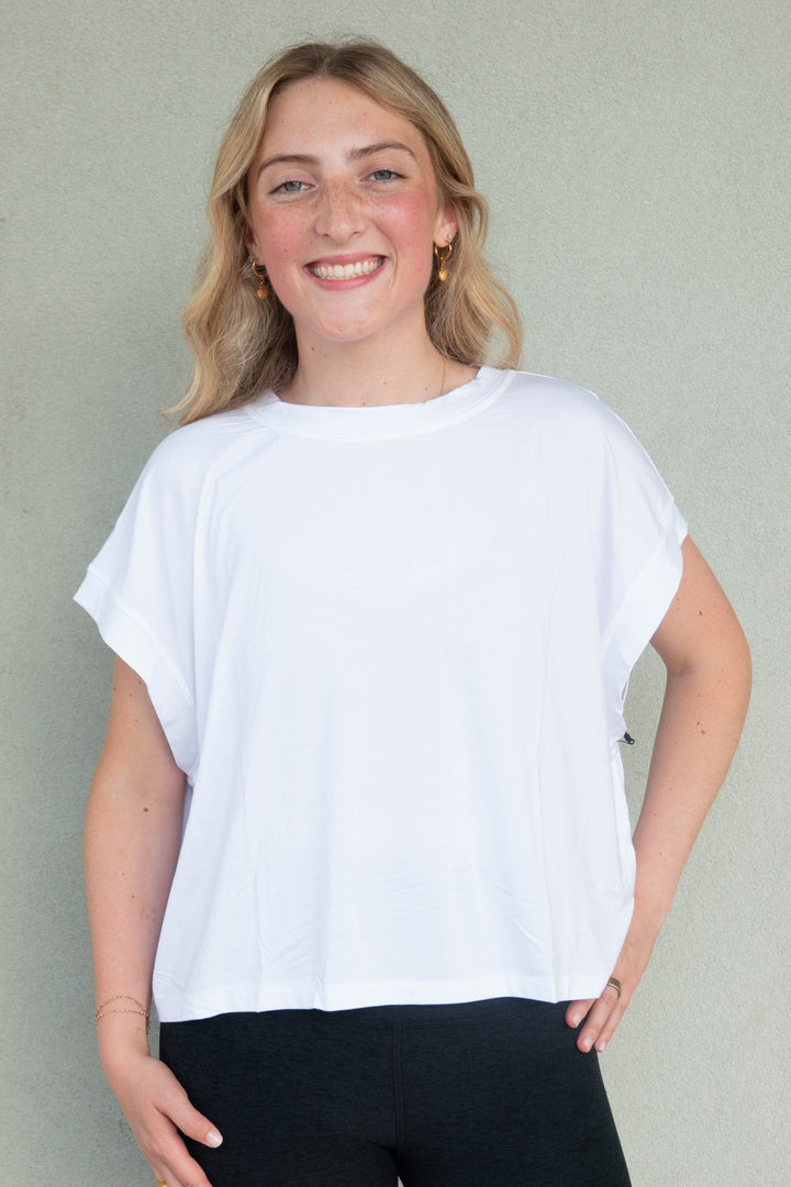 Viscose Modal Open Back Tee - White