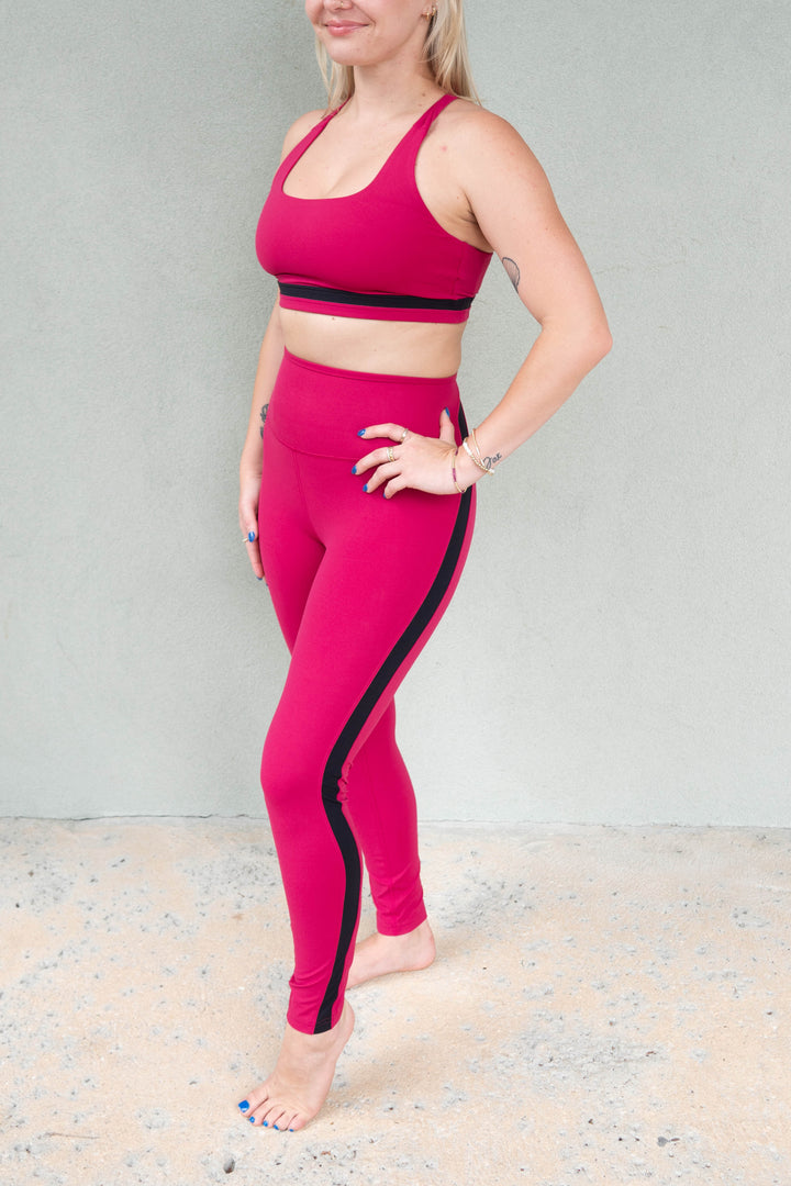 Miles High Waist Rigor 7/8 Legging - Sangria/Black