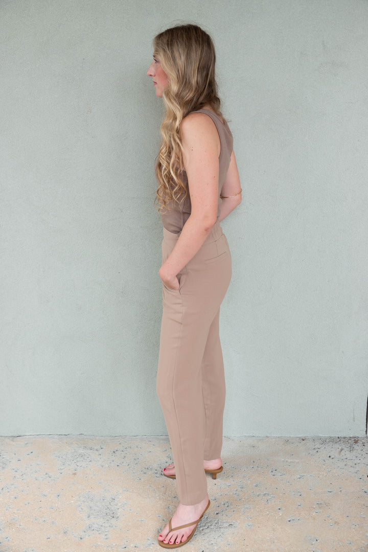 Pull On Straight Pant - Tan