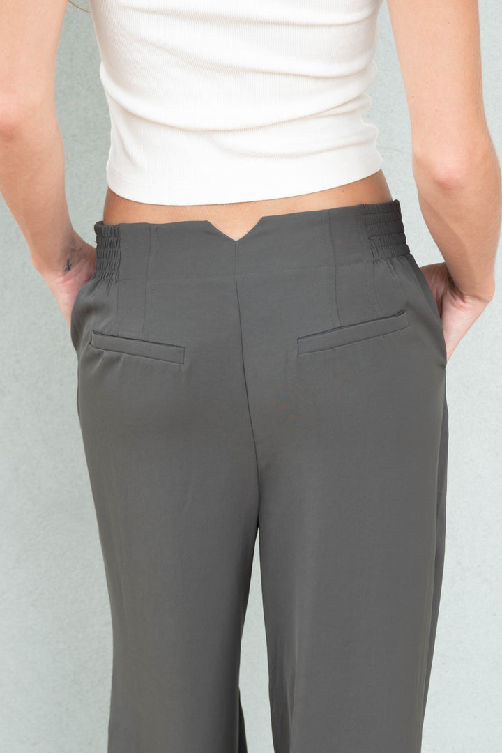 Silky Wide Leg Trouser - Dark Olive