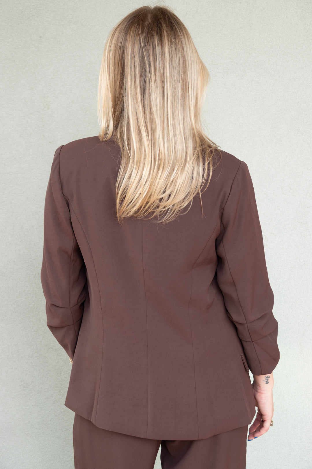 Silky Scrunch Sleeve Blazer - Espresso