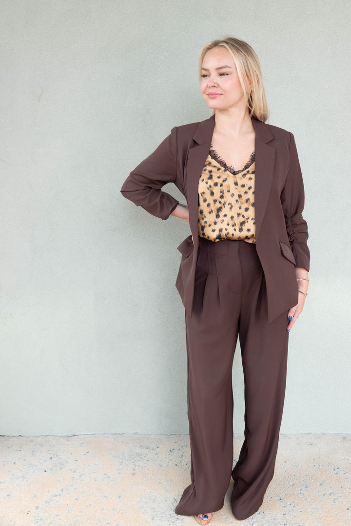 Silky Wide Leg Trouser - Espresso