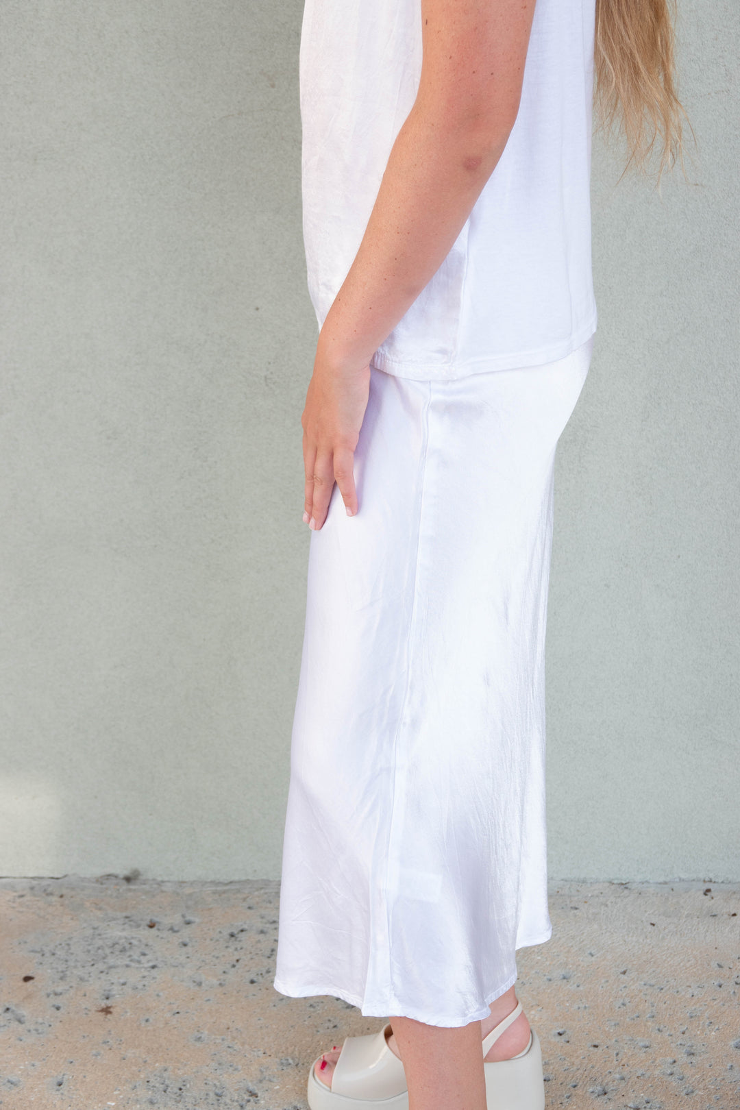 Leila Bias Cut Skirt - Coconut Milk
