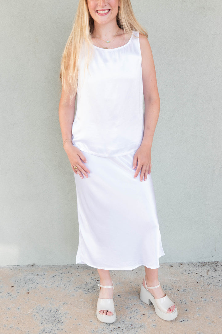 Leila Bias Cut Skirt - Coconut Milk
