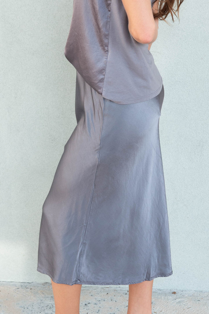Leila Bias Cut Skirt - Thunder