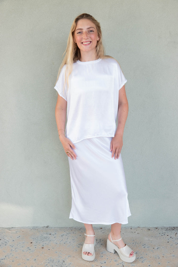 Satin Flow Tee - Coconut Milk