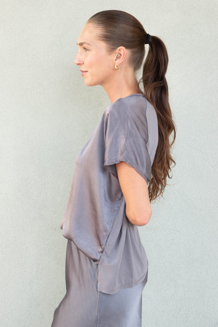 Satin Flow Tee - Thunder