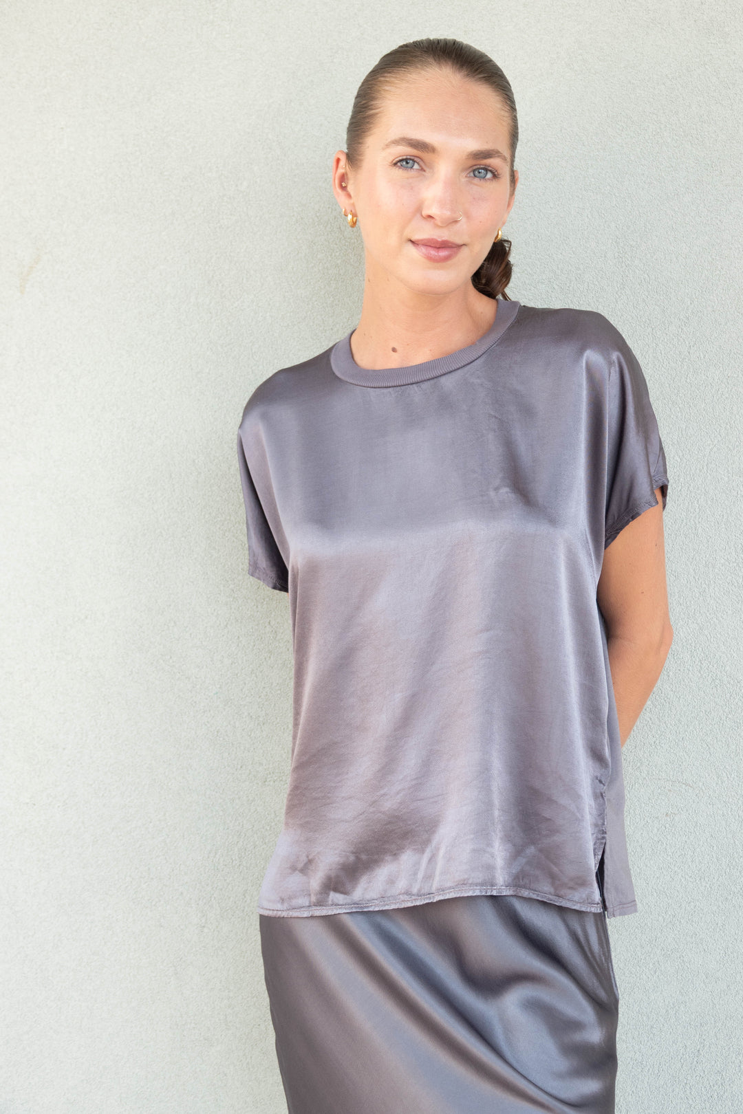 Satin Flow Tee - Thunder