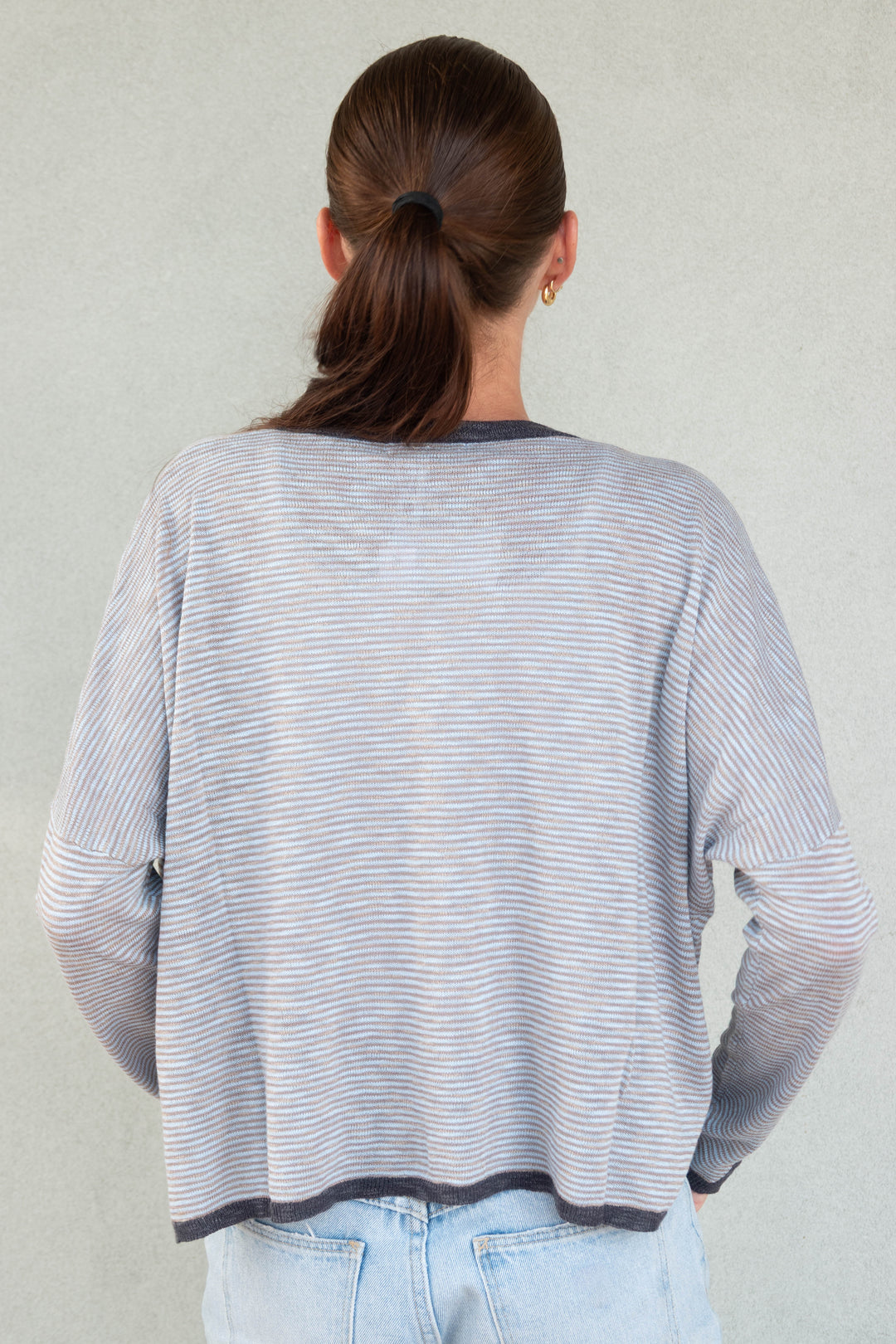 Cumberland Stripe Knit Sweater - Eggshell