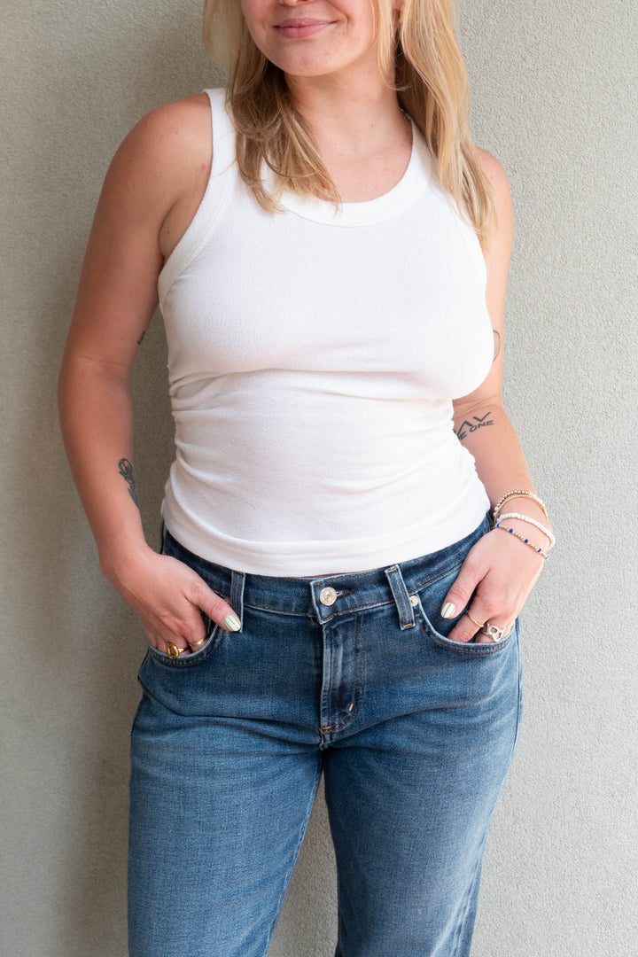 Ella Shine Crop Tank - Coconut Milk