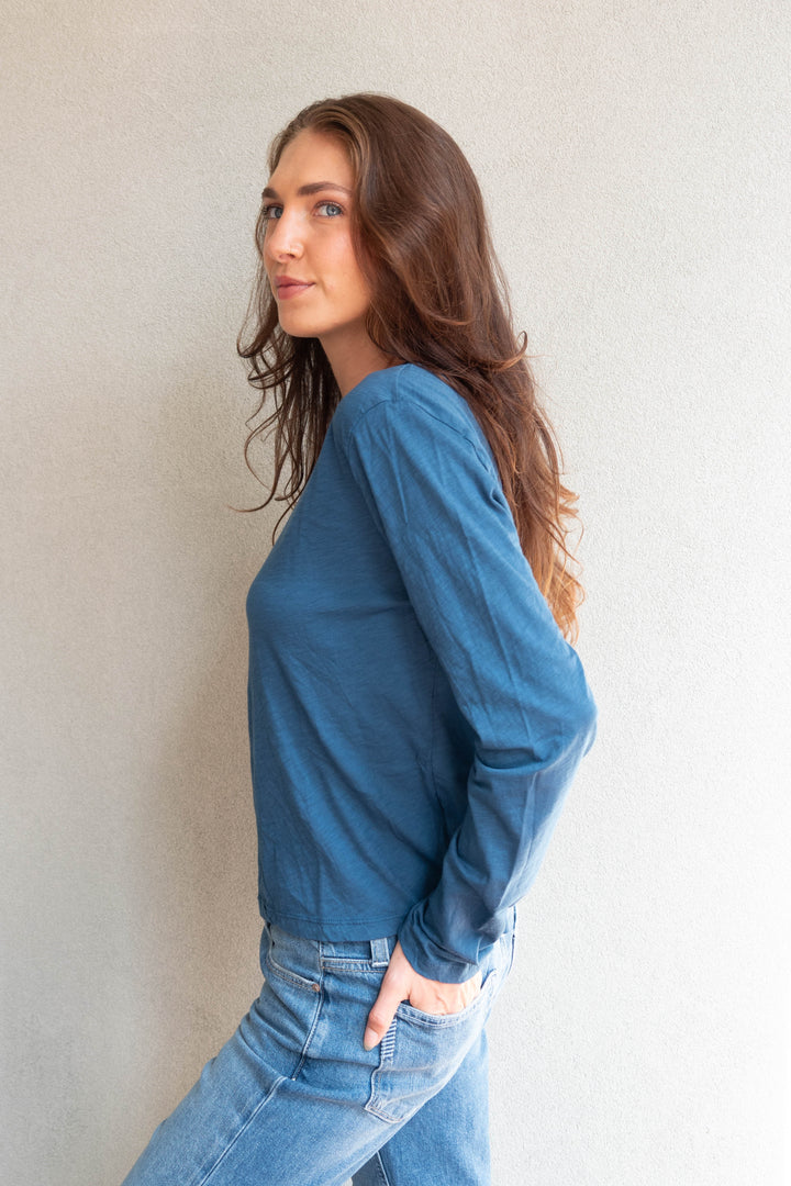 Piper Crew Neck Boxy L/S Tee - Lagoon