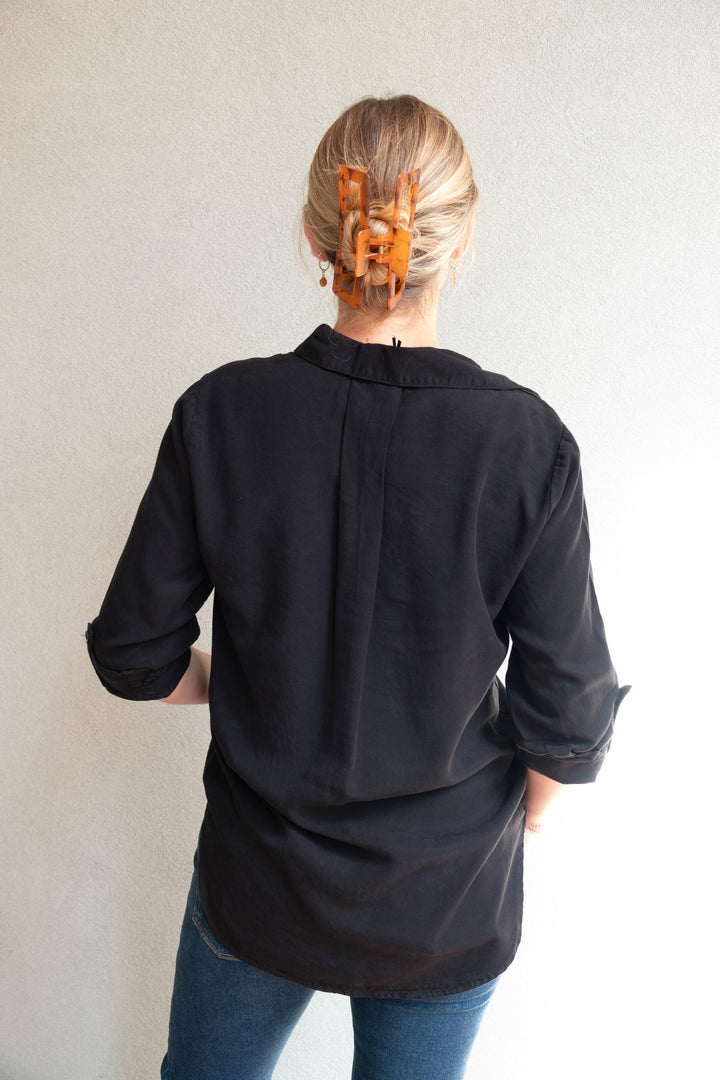 Lola Jersey Button Down Shirt - Thunder