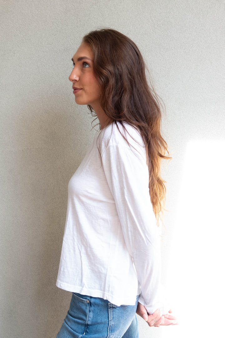 Piper Crew Neck Boxy L/S Tee - White