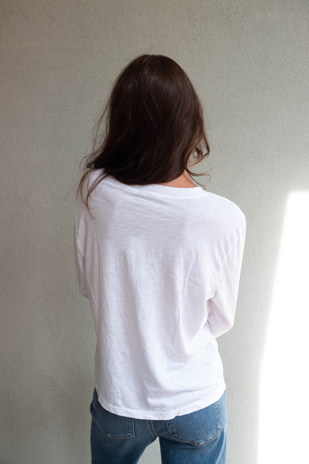 Piper Crew Neck Boxy L/S Tee - White