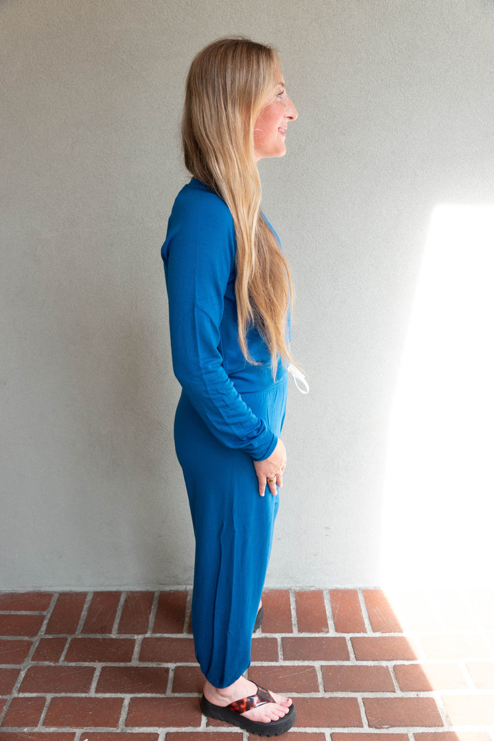 Andie Oversized Fleece Sweatpant - Classic Blue