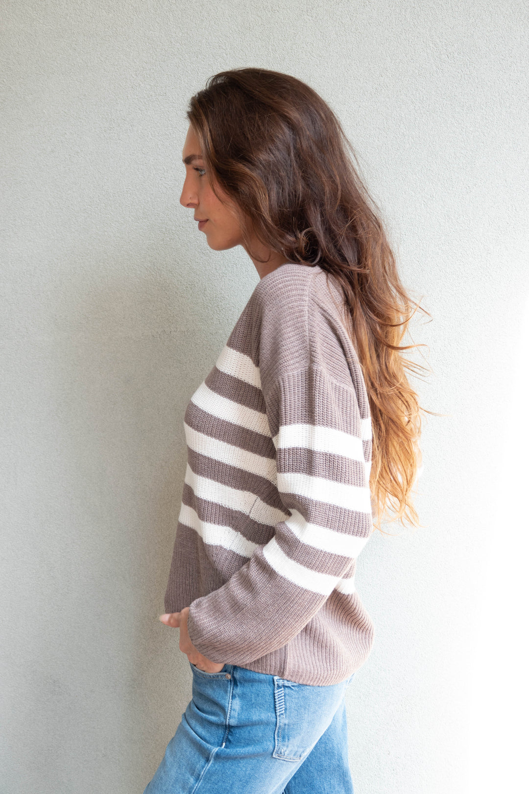 Tucker Sweater - Latte Stripe