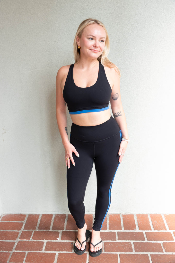 Ella High Waist Airweight 7/8 Legging - Black/Classic Blue