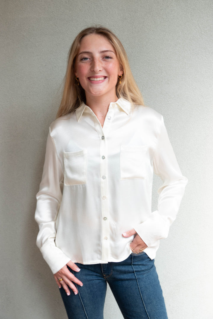 Poppy Button Blouse - Ivory