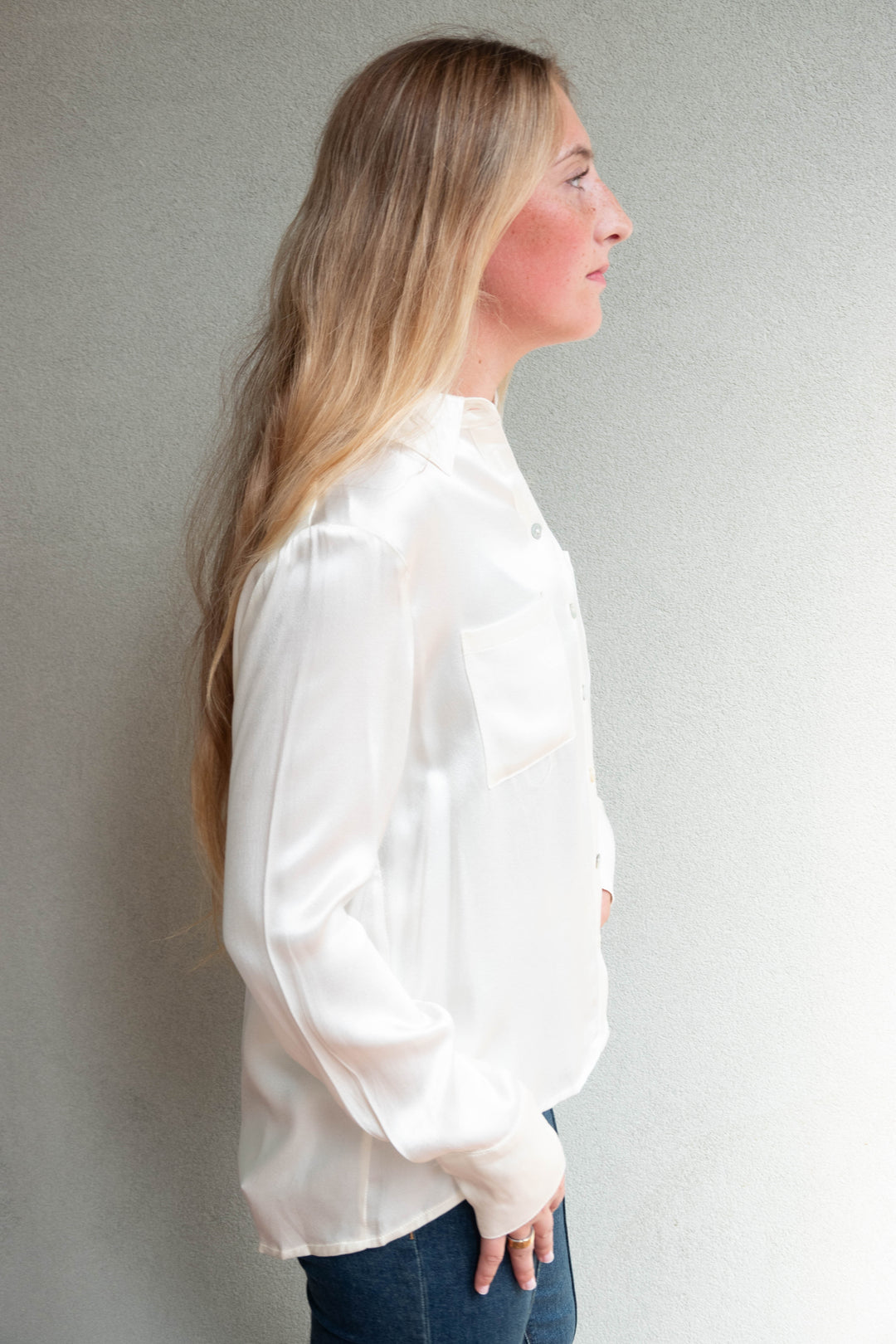 Poppy Button Blouse - Ivory