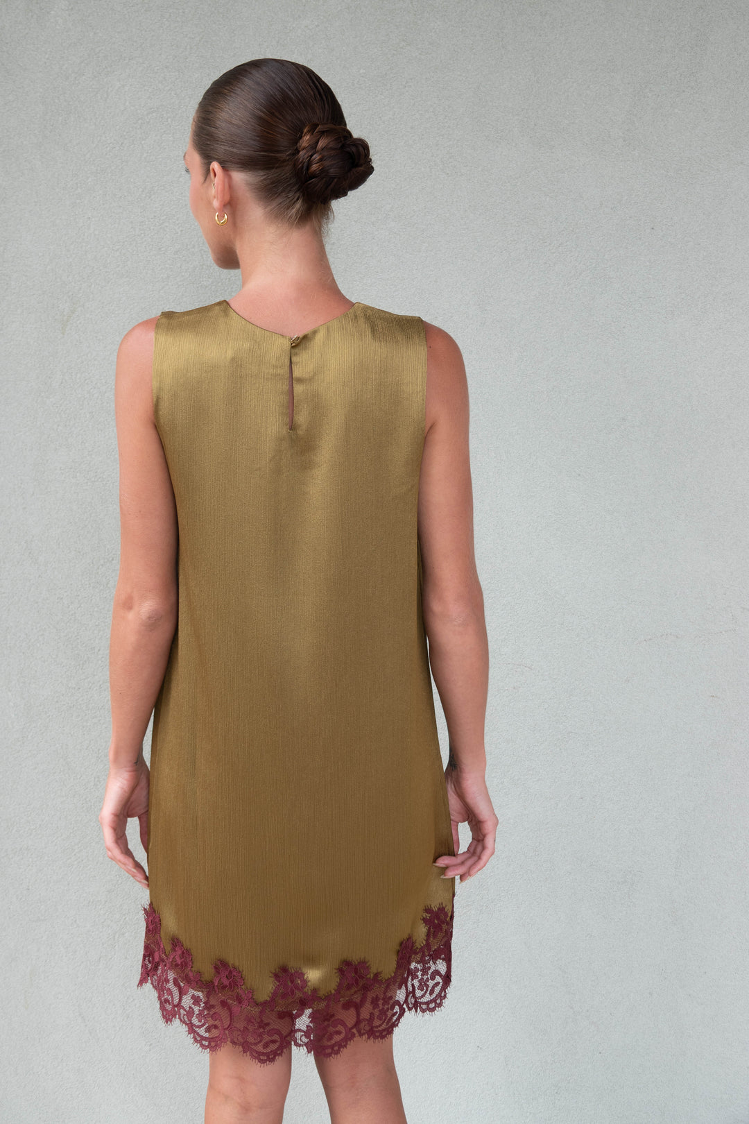 Roxy Lace Hem Dress - Charteuse