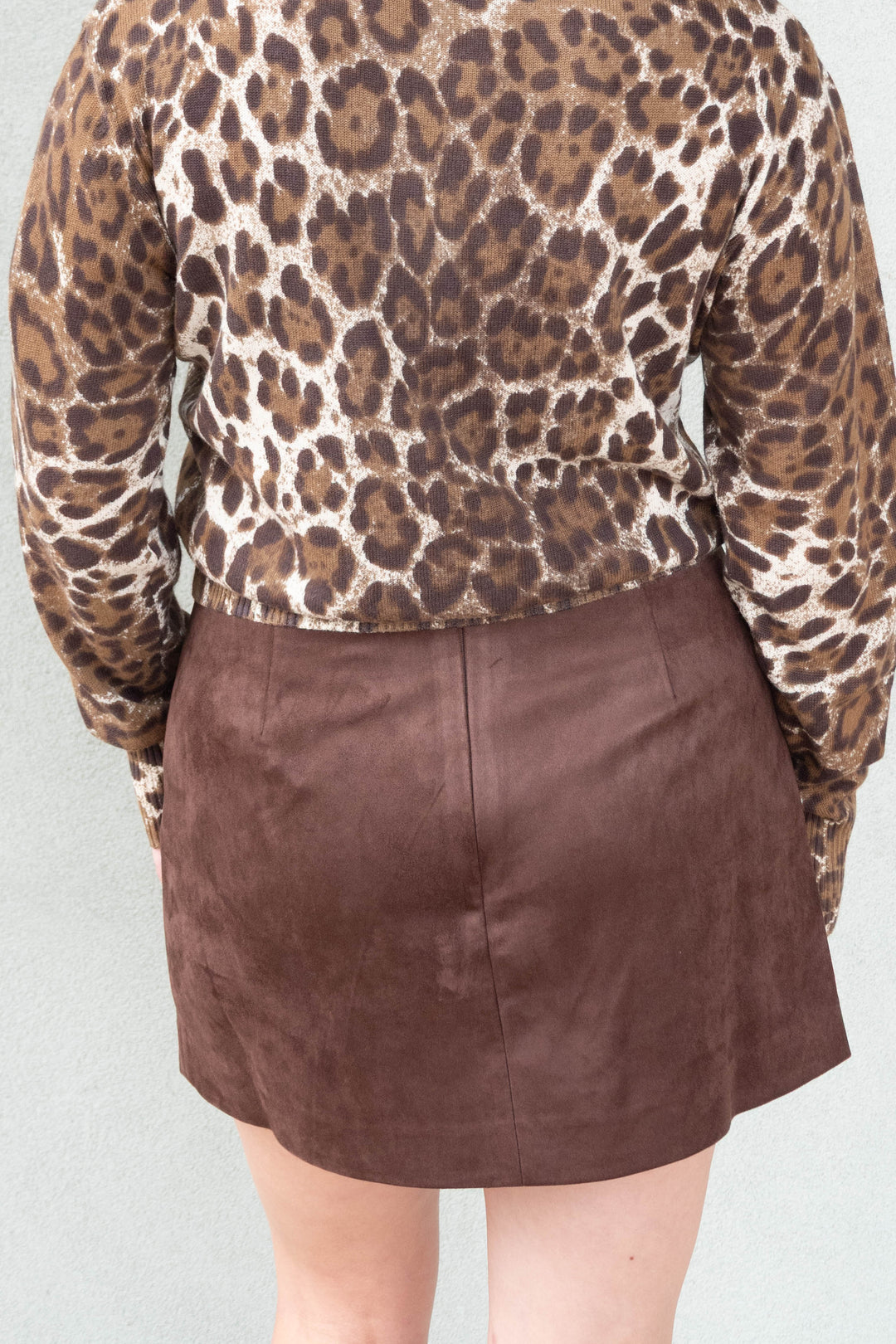 Lian Mini Faux Suede Skirt - Dark Brown