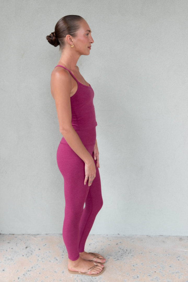 Spacedye High Waist Midi Legging - Pomegranate Heather