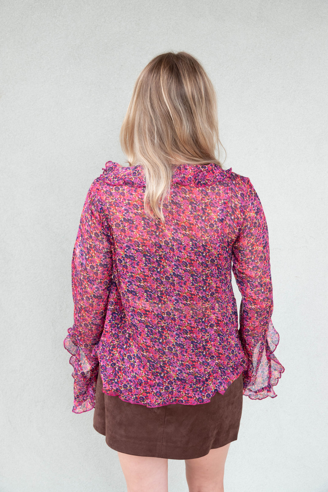 Liza Ruffle Top - Magenta Floral