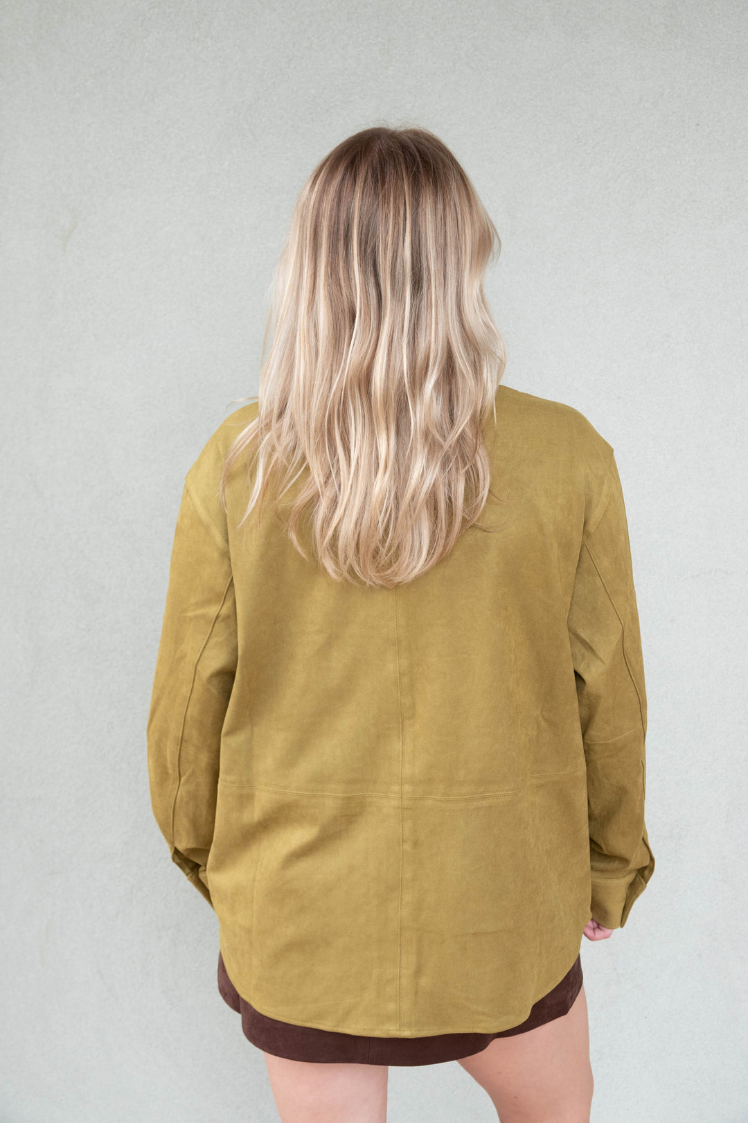Paloma Faux Suede Shirt Jacket - Chartreuse