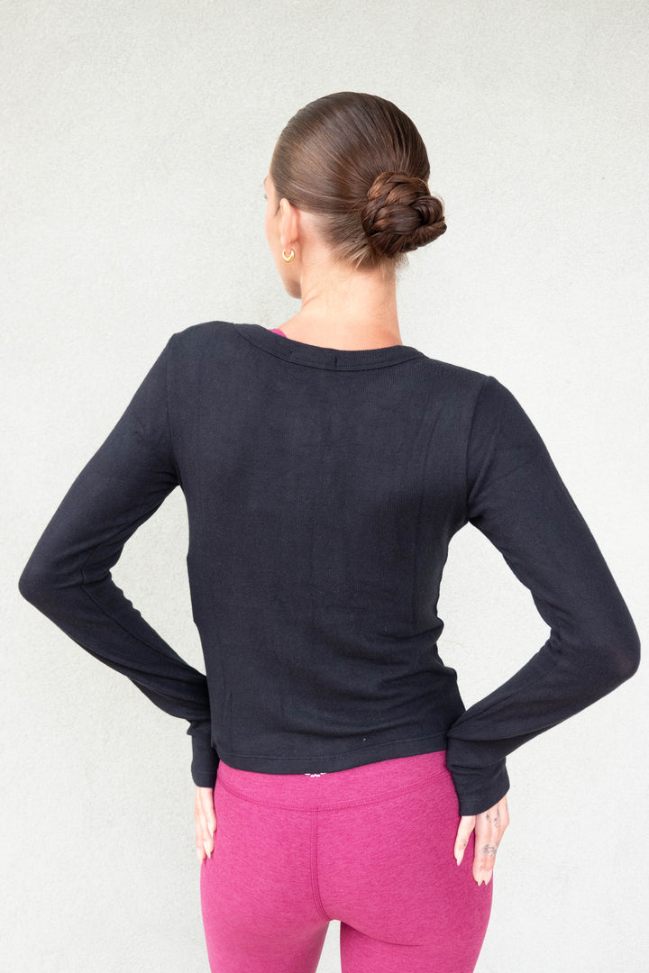 LuxeLayer Fitted Cardigan - Black