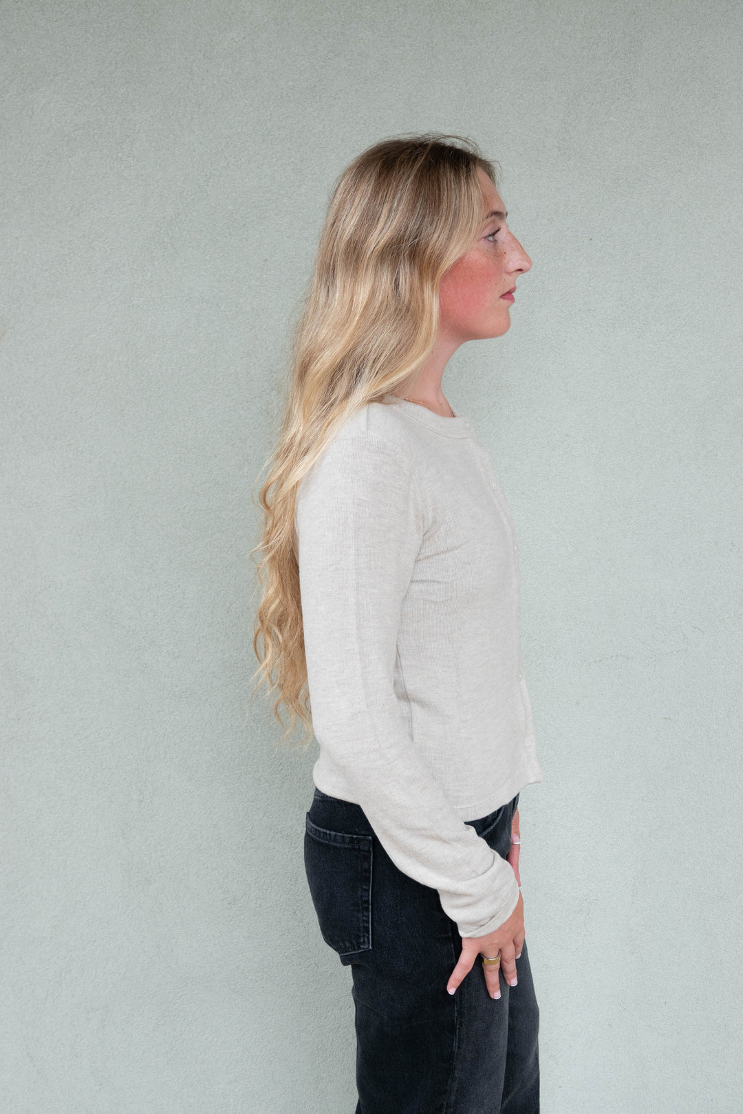 LuxeLayer Fitted Cardigan - Oatmeal Heather