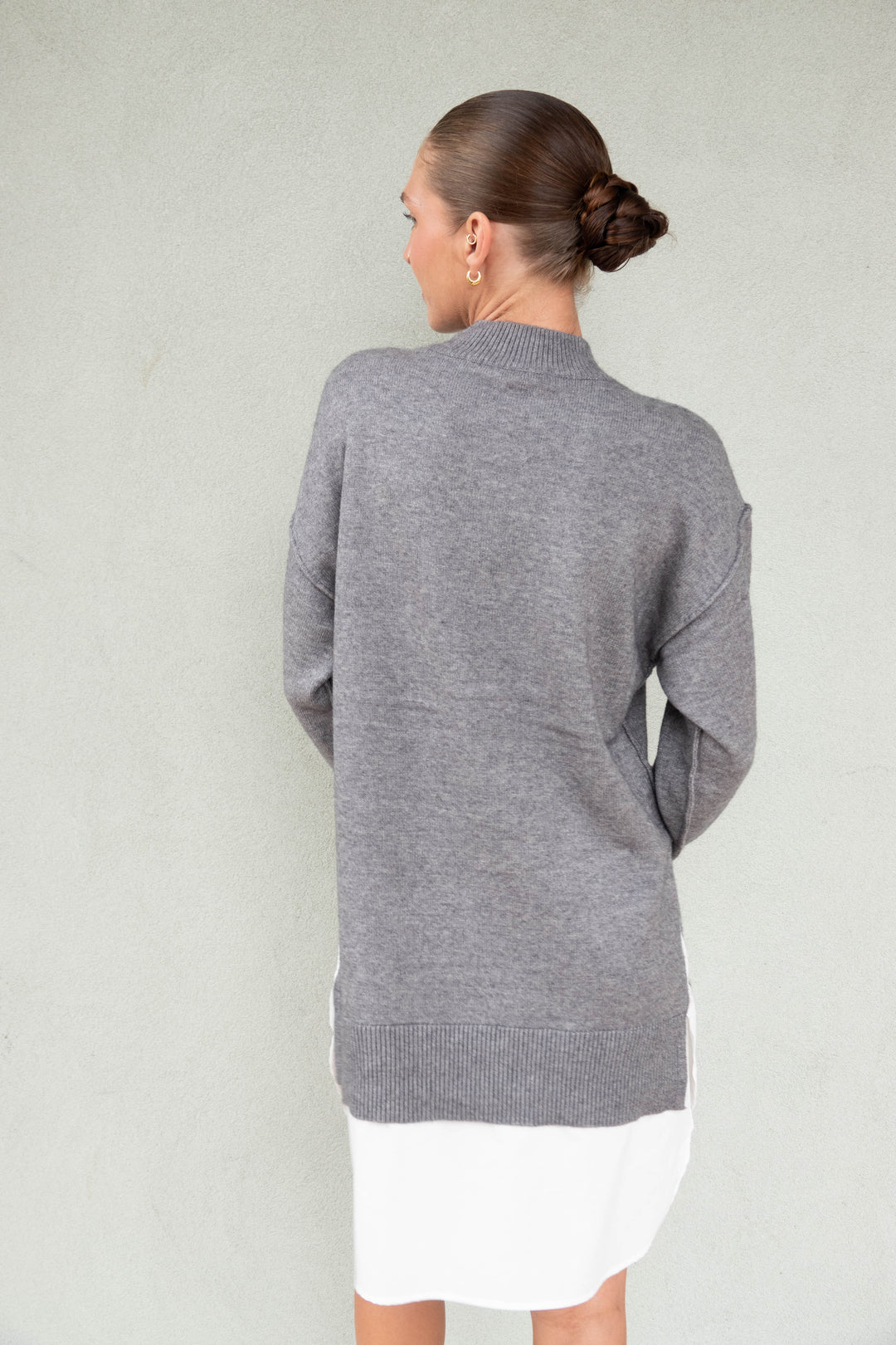 Twofer Mini Dress - Charcoal/White