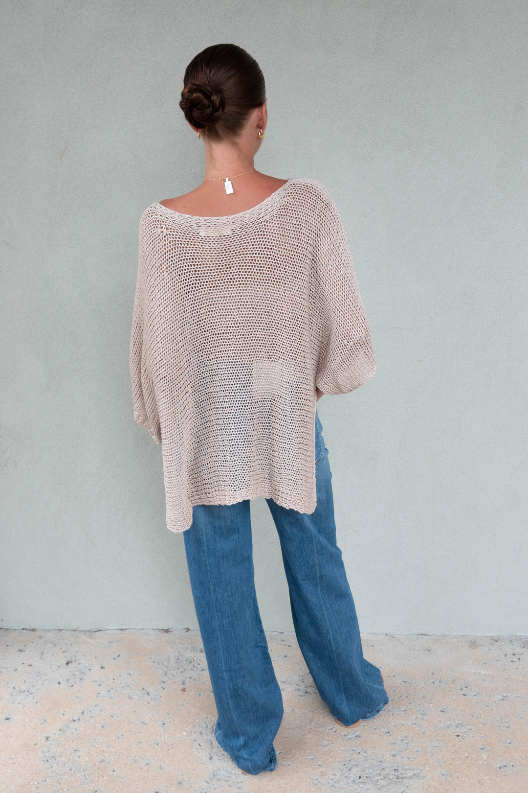 Crochet Top Hi-Lo Top - Taupe