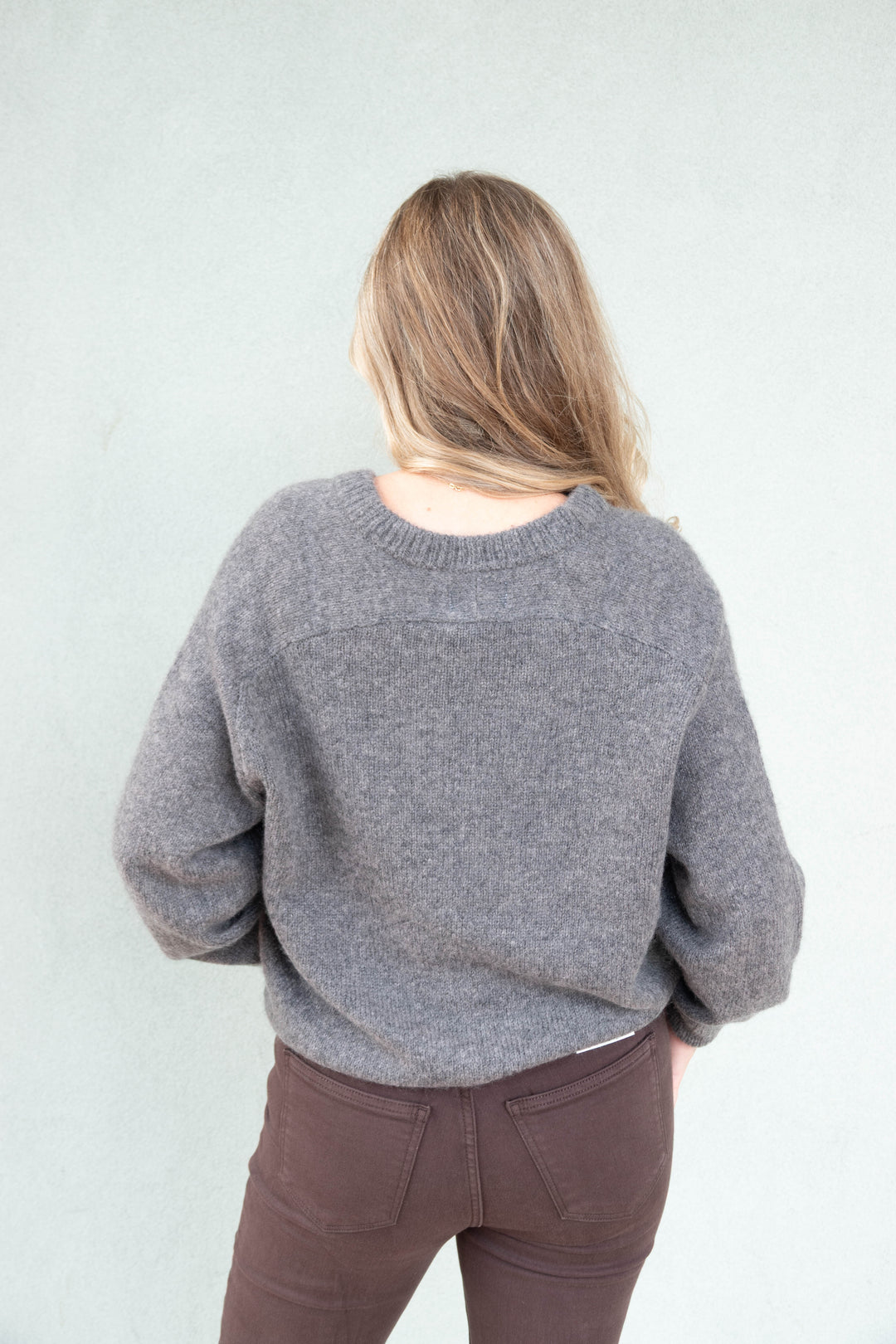 Chris Oversized V Neck Sweater - Bark