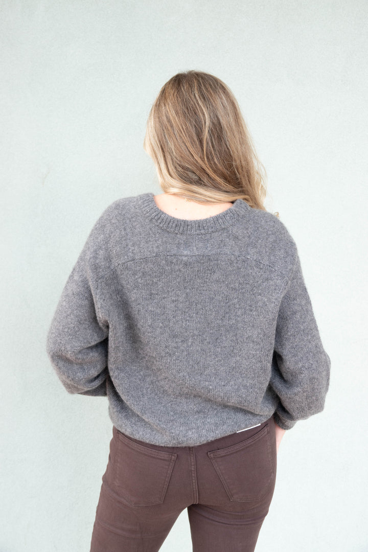 Chris Oversized V Neck Sweater - Bark