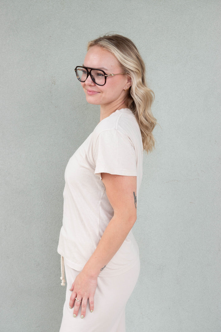 Hendrix Boxy V Neck Tee - Whitecap Grey