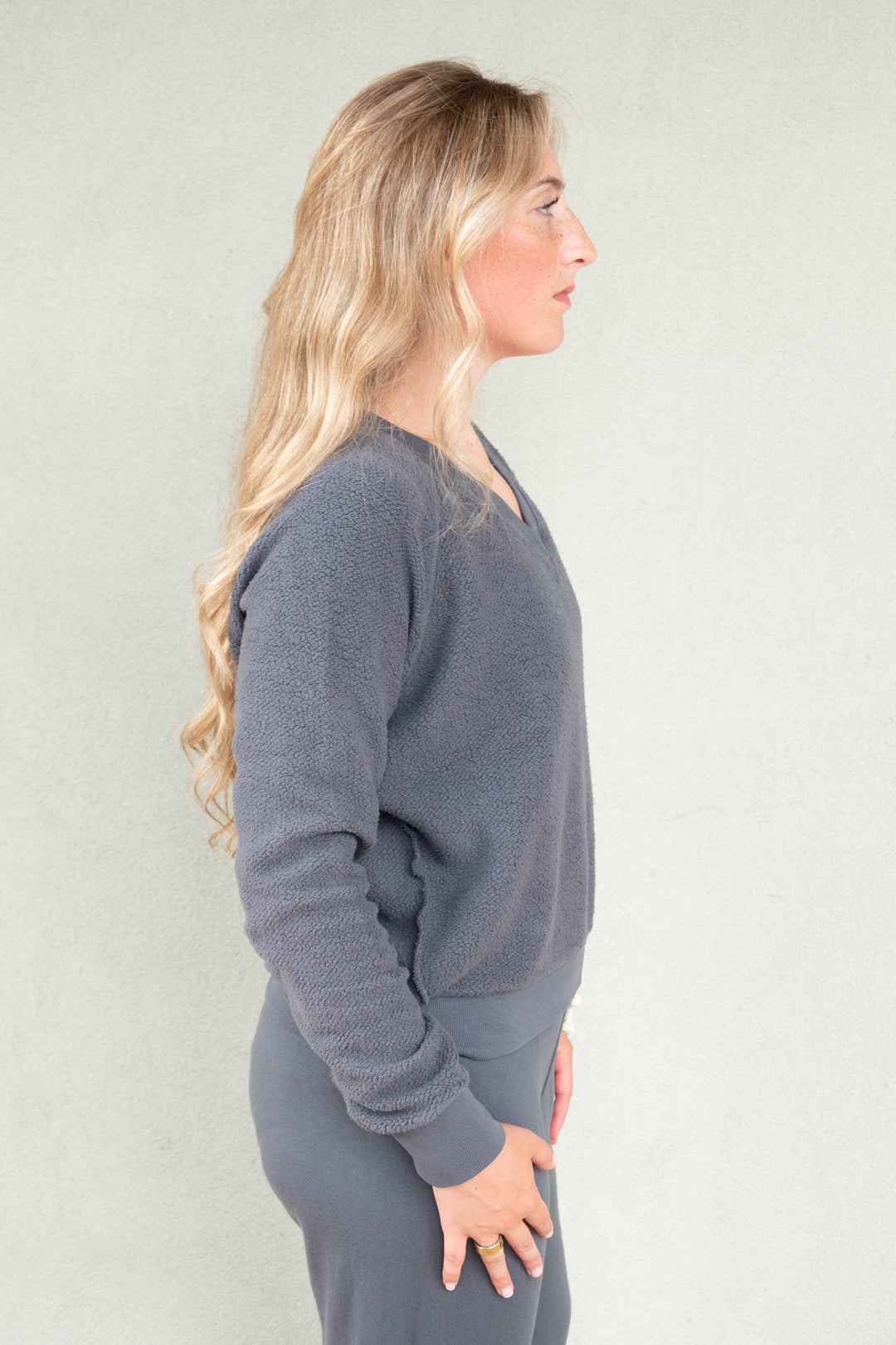 Ziggy V Neck Inside Out Sweatshirt - Turbulance