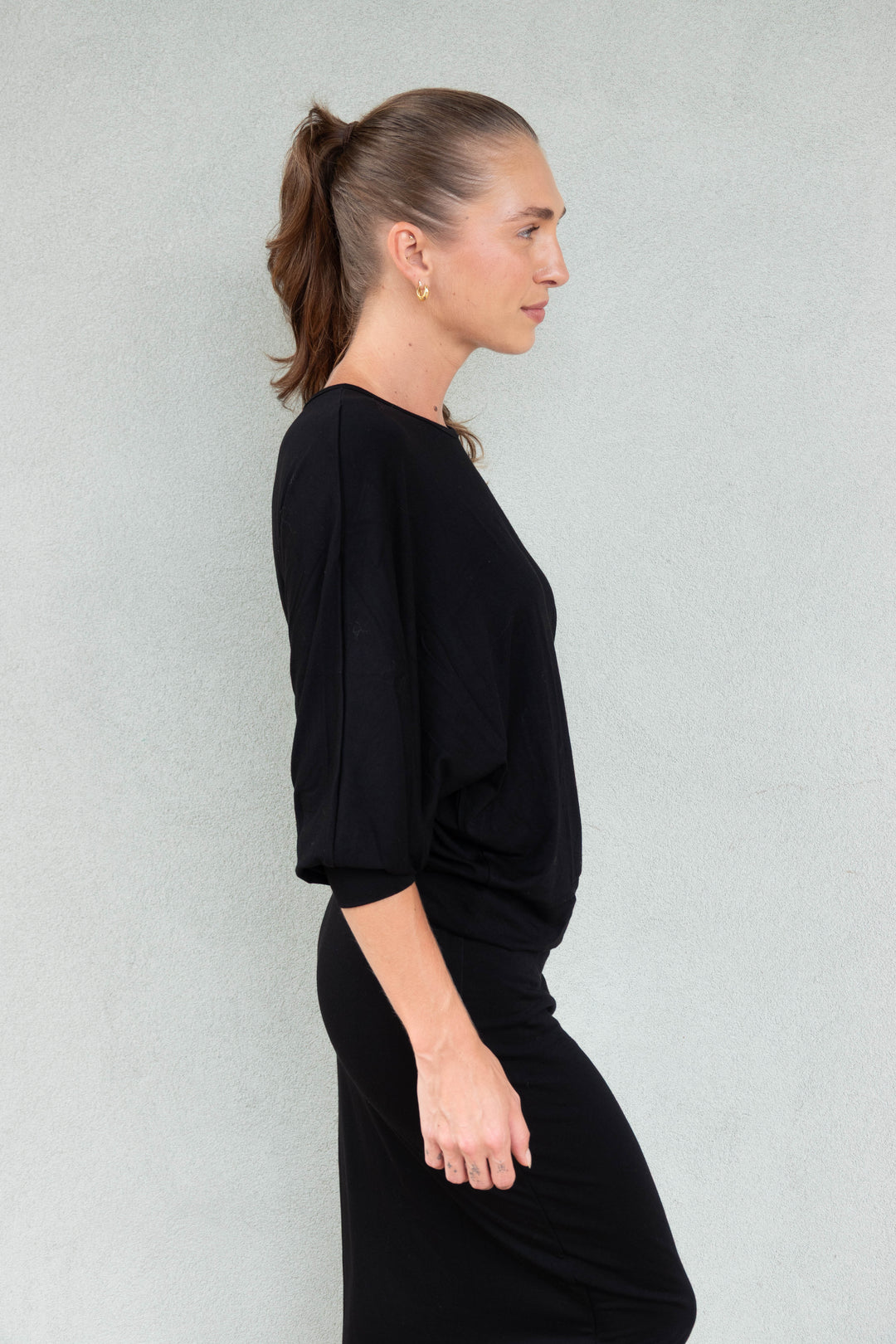 Marie Elbow Sleeve Dolman - Black