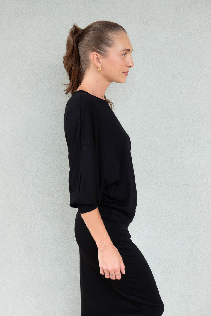 Marie Elbow Sleeve Dolman - Black