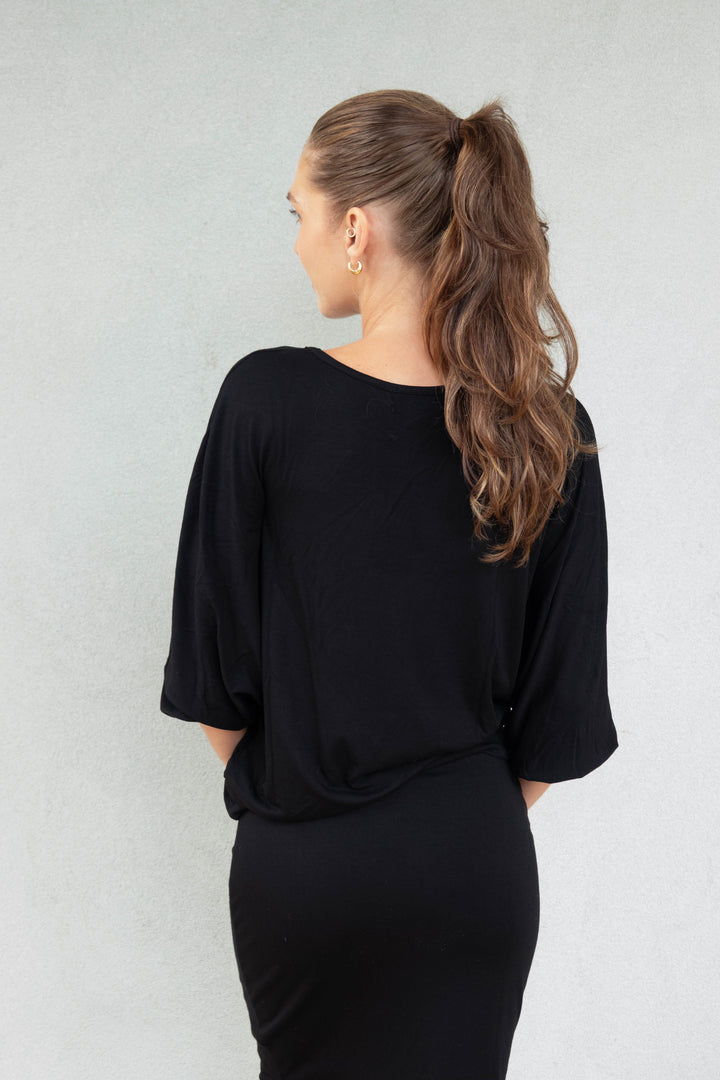 Marie Elbow Sleeve Dolman - Black
