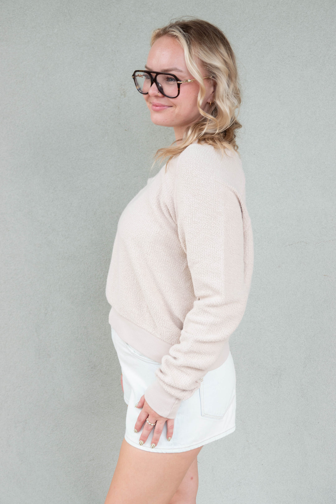Ziggy V Neck Inside Out Sweatshirt - Whitecap Grey