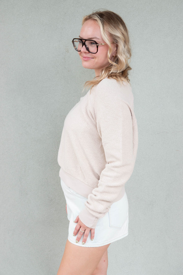 Ziggy V Neck Inside Out Sweatshirt - Whitecap Grey