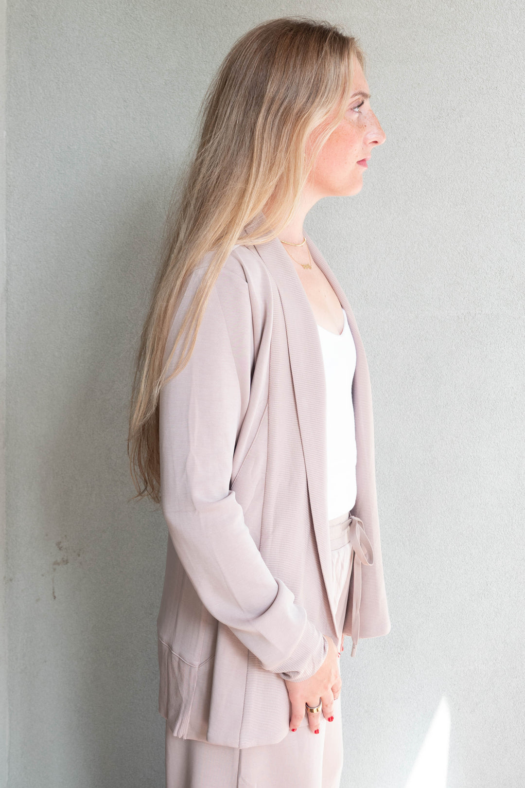 Brushed Modal Open Cardi - Taupe