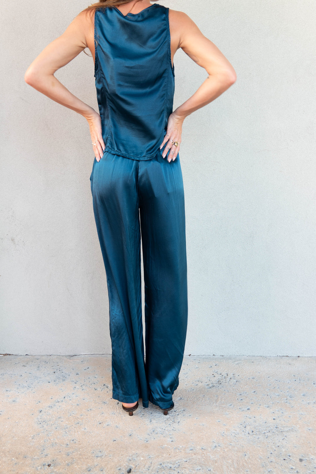 Beachfront Silky Pant - Ocean Wave