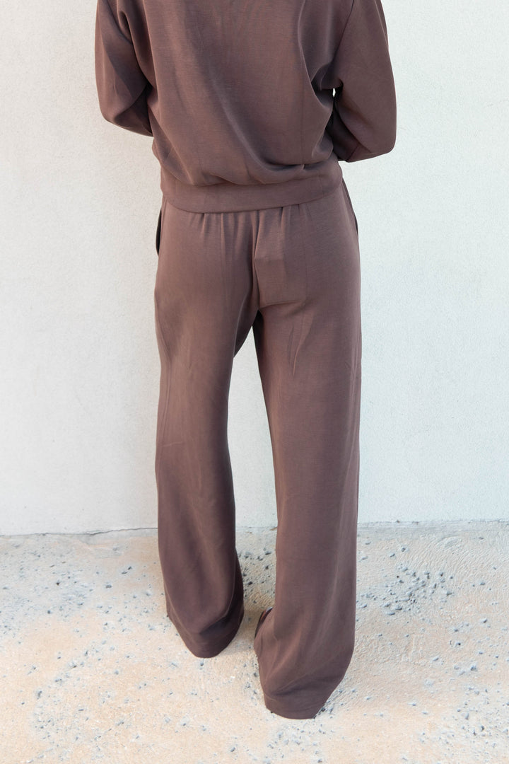 Brushed Modal Wide Leg Pant - Espresso